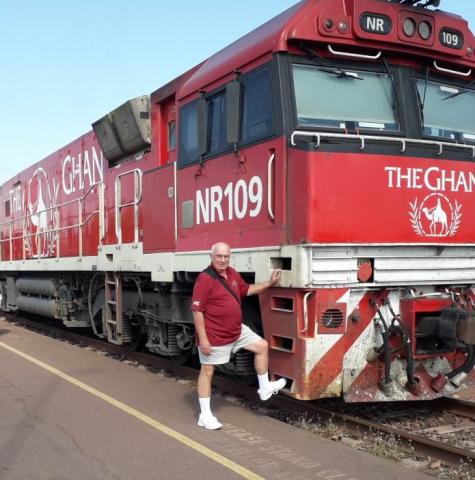 Scott Osmond infront of the Ghan